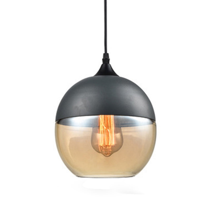 Geometric Hanging Lights Industrial Style Glass 1 Light Pendant Light Kit in Black