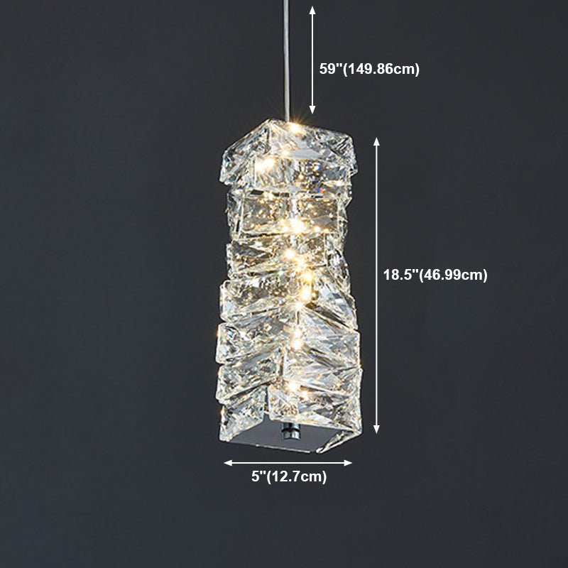 1 lumière suspension géométrique Pendant style moderne Crystal Plafond plafond