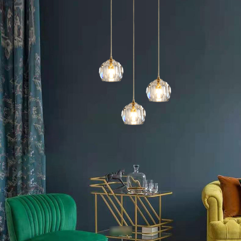 1 suspension géométrique légère pendentif de style moderne lampe à suspension en cristal