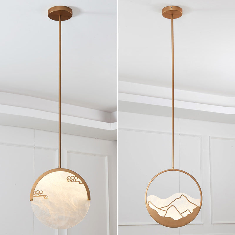 Pendentif de forme ronde en métal LED moderne LED suspendu suspendu pour le salon