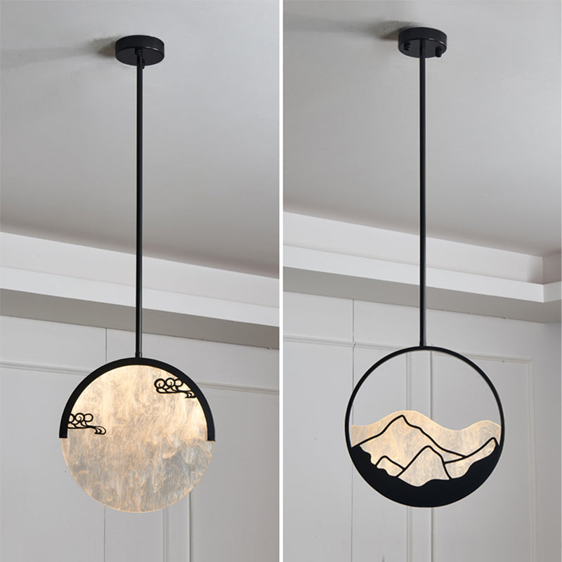 Pendentif de forme ronde en métal LED moderne LED suspendu suspendu pour le salon