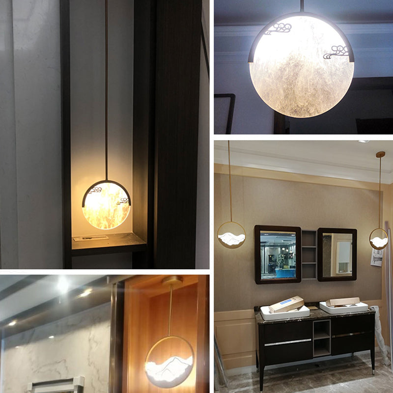 Pendentif de forme ronde en métal LED moderne LED suspendu suspendu pour le salon