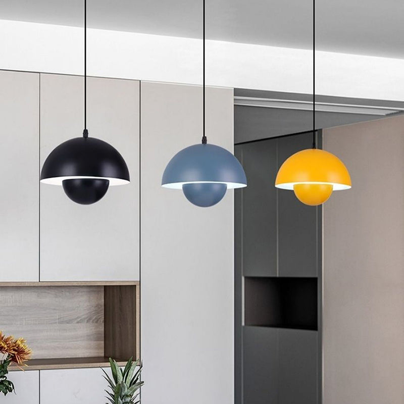 Colorful Dome Shape Pendant Light Nordic Metal Hanging Pendant for Living Room