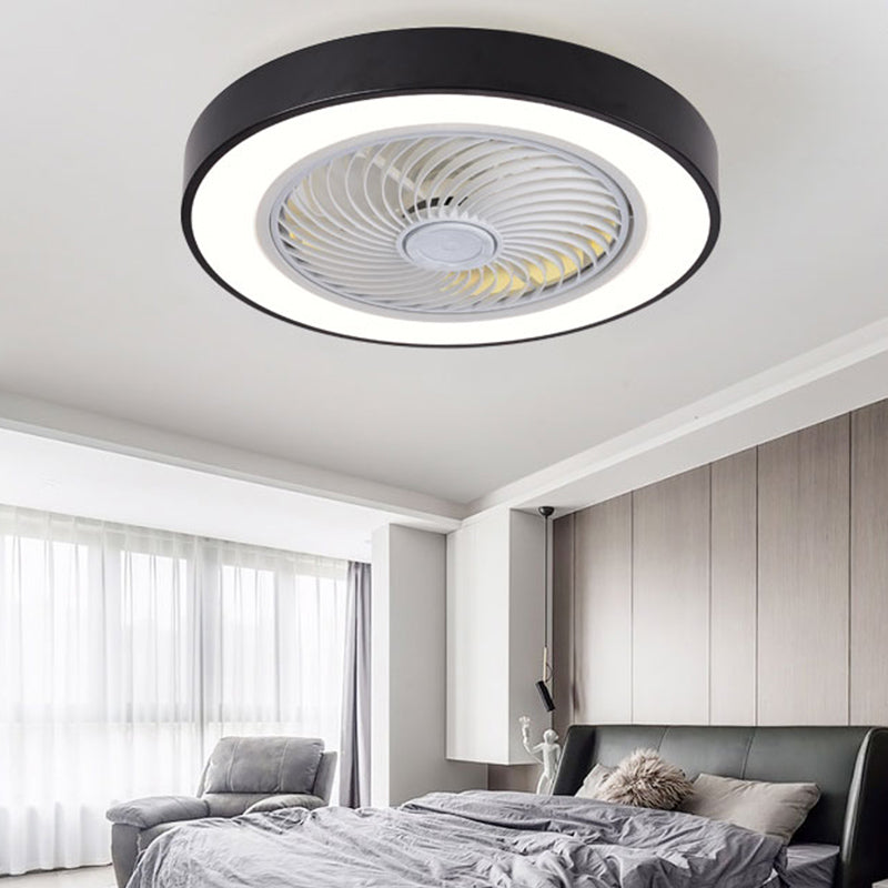 Nordic Round Fan Light Metal Colorful 20" Wide Flush Mount Light for Living Room