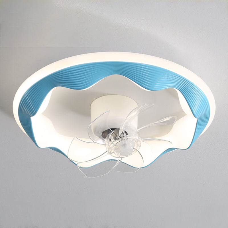 Round Ceiling Fan Light Modern Style Metal 1-Light LED Flush Light
