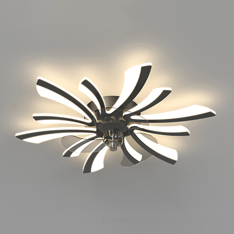 Floral Ceiling Fan Light Modern Style LED Metal Ceiling Light Fixture