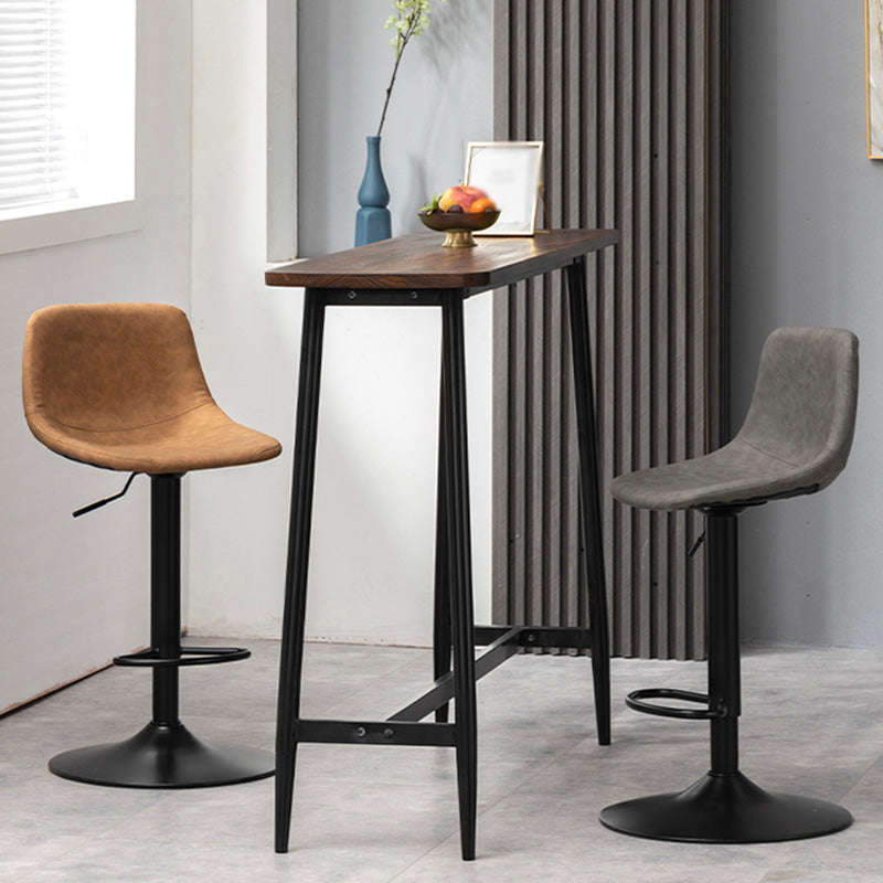 Taburete de bar de estilo industrial, asiento de cuero con respaldo bajo para barra de cocina