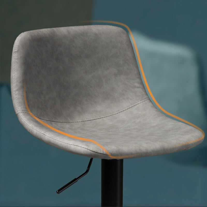 Taburete de bar de estilo industrial, asiento de cuero con respaldo bajo para barra de cocina