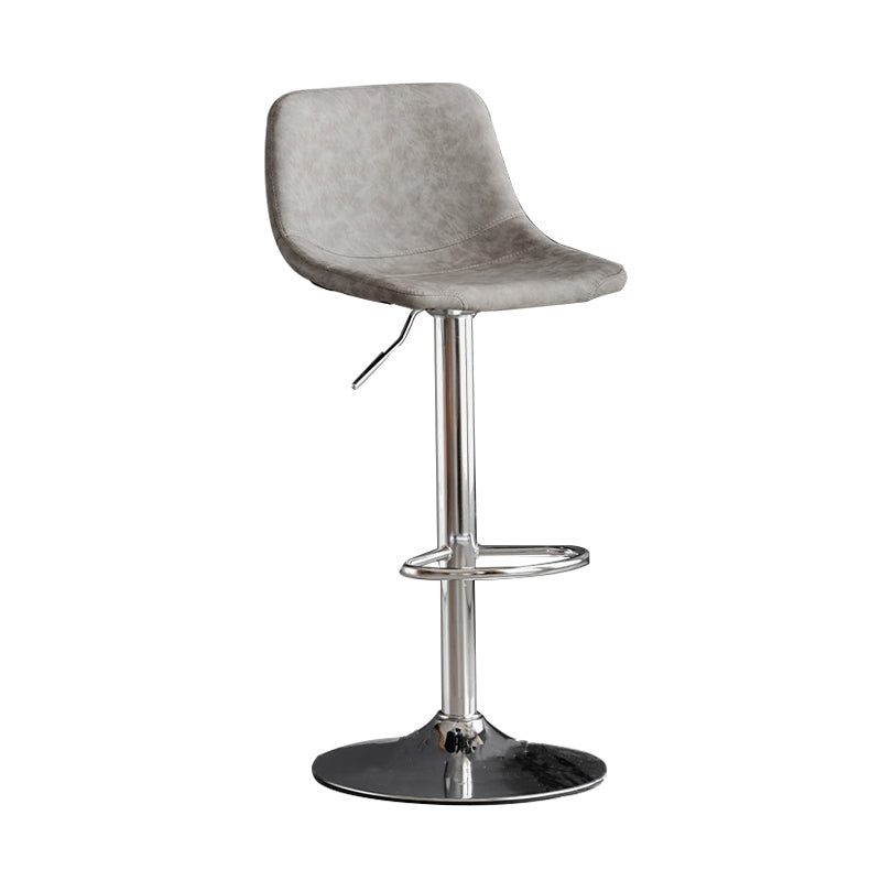 Taburete de bar de estilo industrial, asiento de cuero con respaldo bajo para barra de cocina