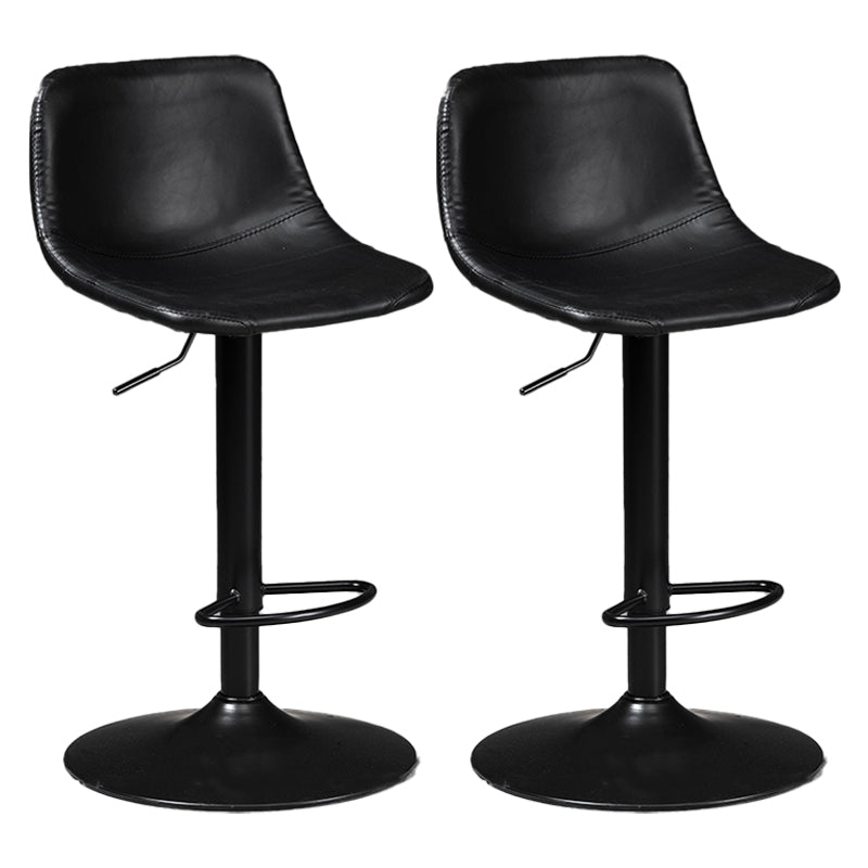 Taburete de bar de estilo industrial, asiento de cuero con respaldo bajo para barra de cocina