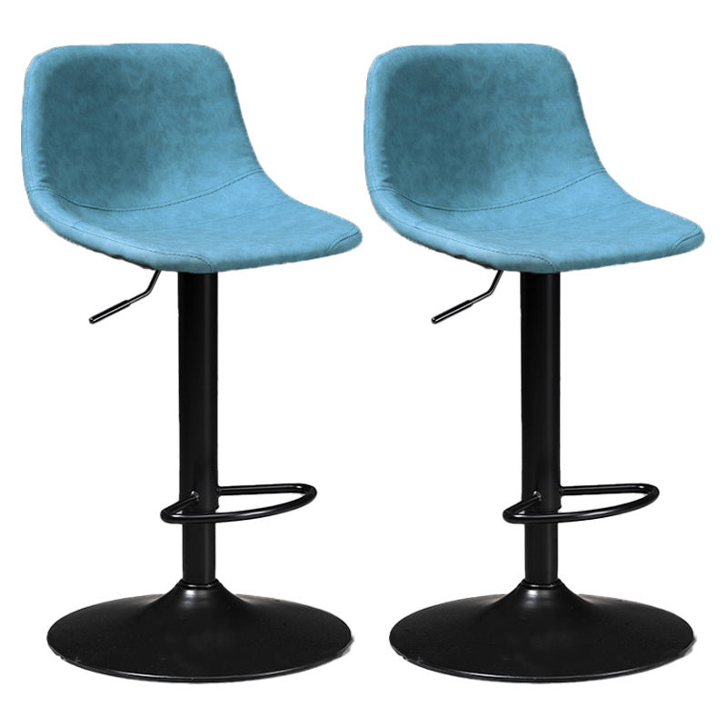 Taburete de bar de estilo industrial, asiento de cuero con respaldo bajo para barra de cocina
