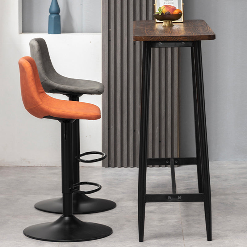 Taburete de bar de estilo industrial, asiento de cuero con respaldo bajo para barra de cocina