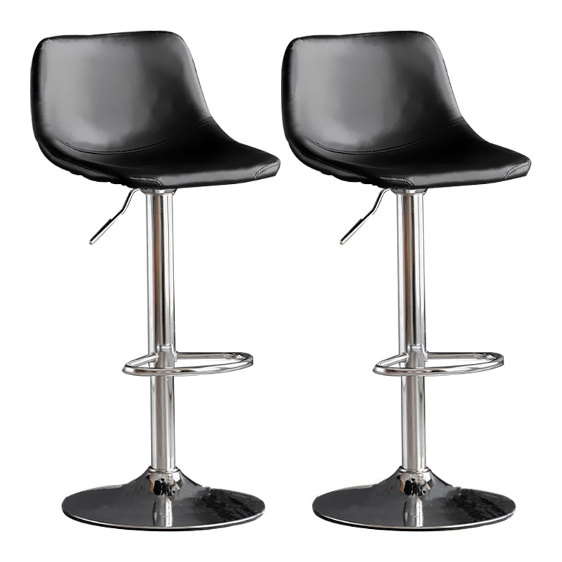 Taburete de bar de estilo industrial, asiento de cuero con respaldo bajo para barra de cocina
