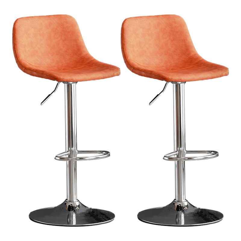 Taburete de bar de estilo industrial, asiento de cuero con respaldo bajo para barra de cocina