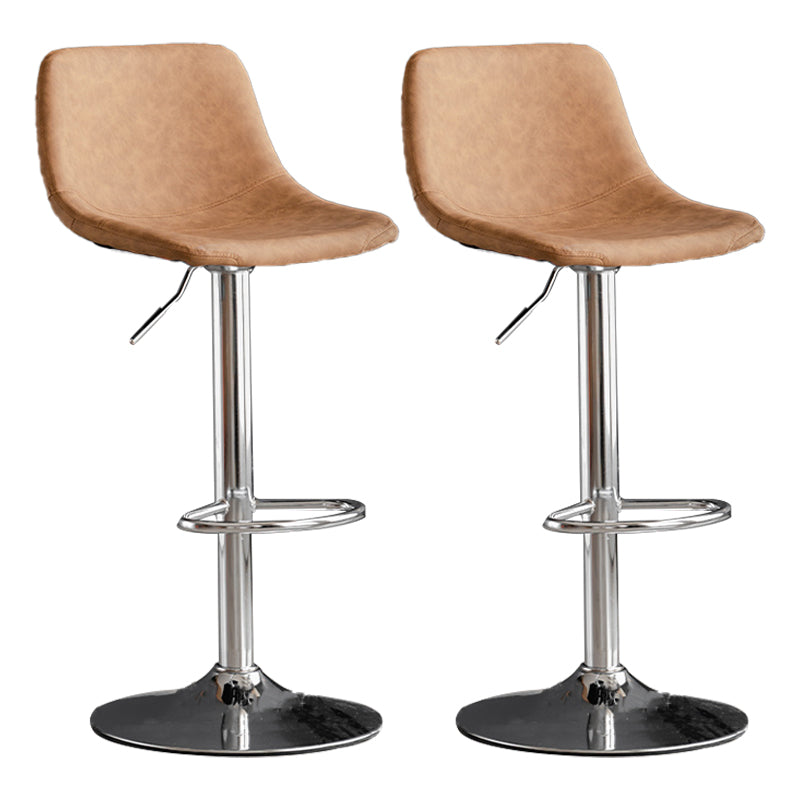 Taburete de bar de estilo industrial, asiento de cuero con respaldo bajo para barra de cocina