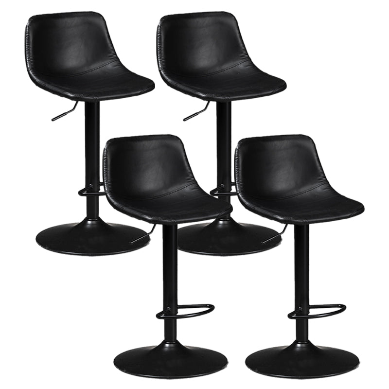 Taburete de bar de estilo industrial, asiento de cuero con respaldo bajo para barra de cocina