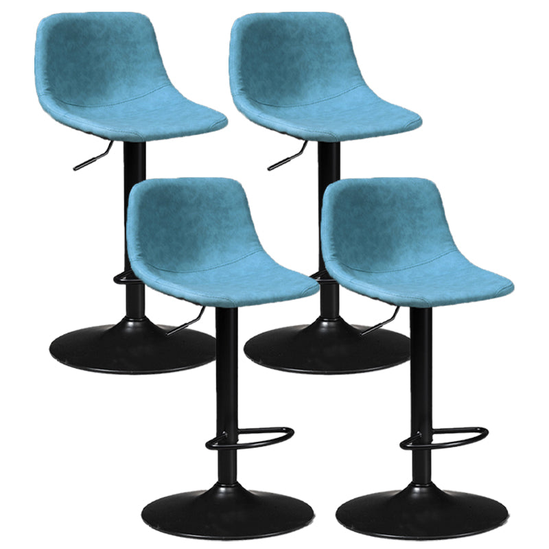 Taburete de bar de estilo industrial, asiento de cuero con respaldo bajo para barra de cocina