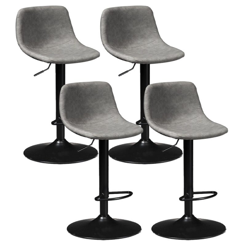 Taburete de bar de estilo industrial, asiento de cuero con respaldo bajo para barra de cocina