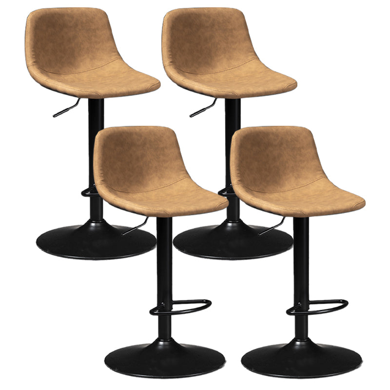 Taburete de bar de estilo industrial, asiento de cuero con respaldo bajo para barra de cocina