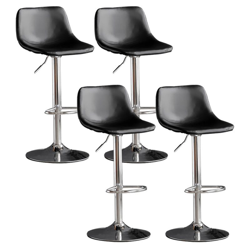 Taburete de bar de estilo industrial, asiento de cuero con respaldo bajo para barra de cocina