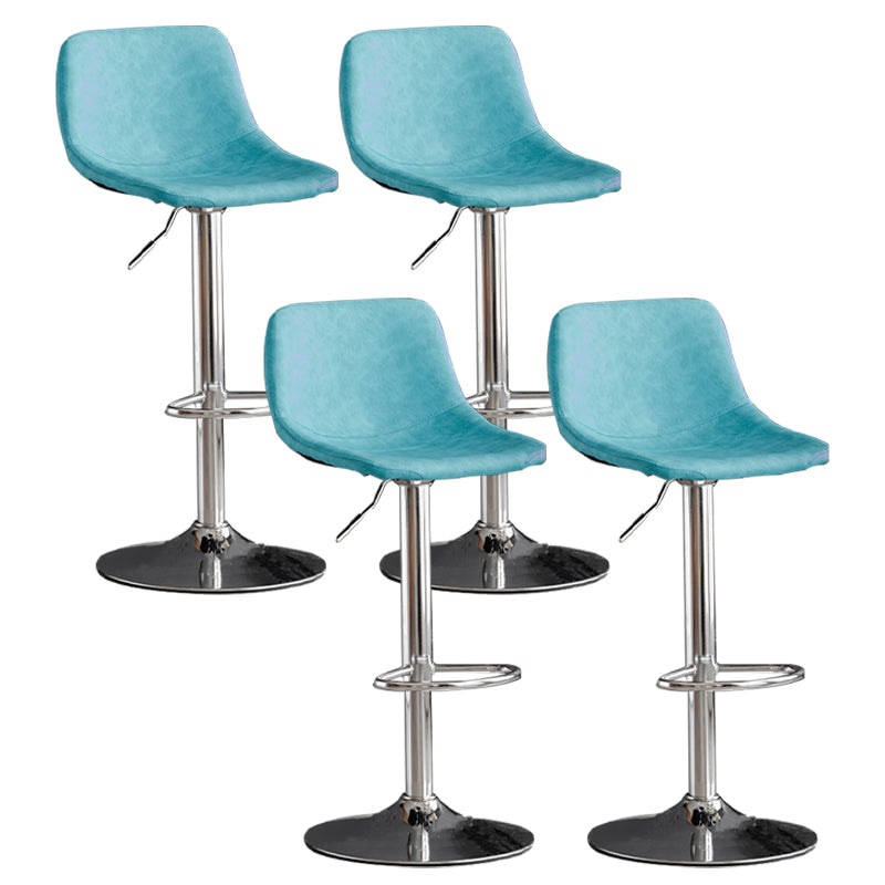 Taburete de bar de estilo industrial, asiento de cuero con respaldo bajo para barra de cocina