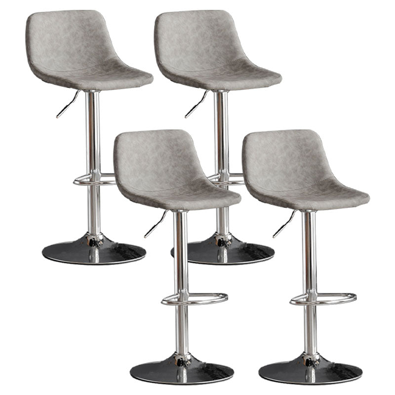 Taburete de bar de estilo industrial, asiento de cuero con respaldo bajo para barra de cocina