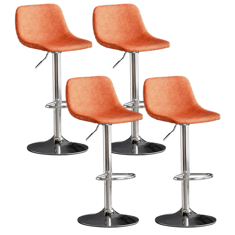Taburete de bar de estilo industrial, asiento de cuero con respaldo bajo para barra de cocina