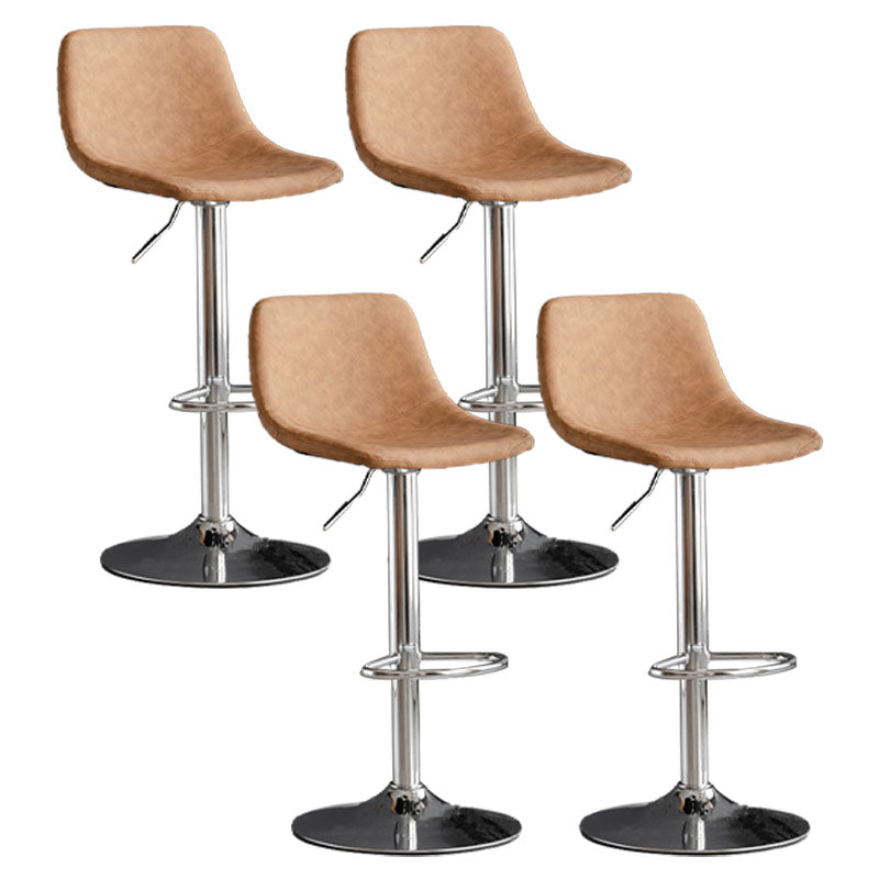 Taburete de bar de estilo industrial, asiento de cuero con respaldo bajo para barra de cocina