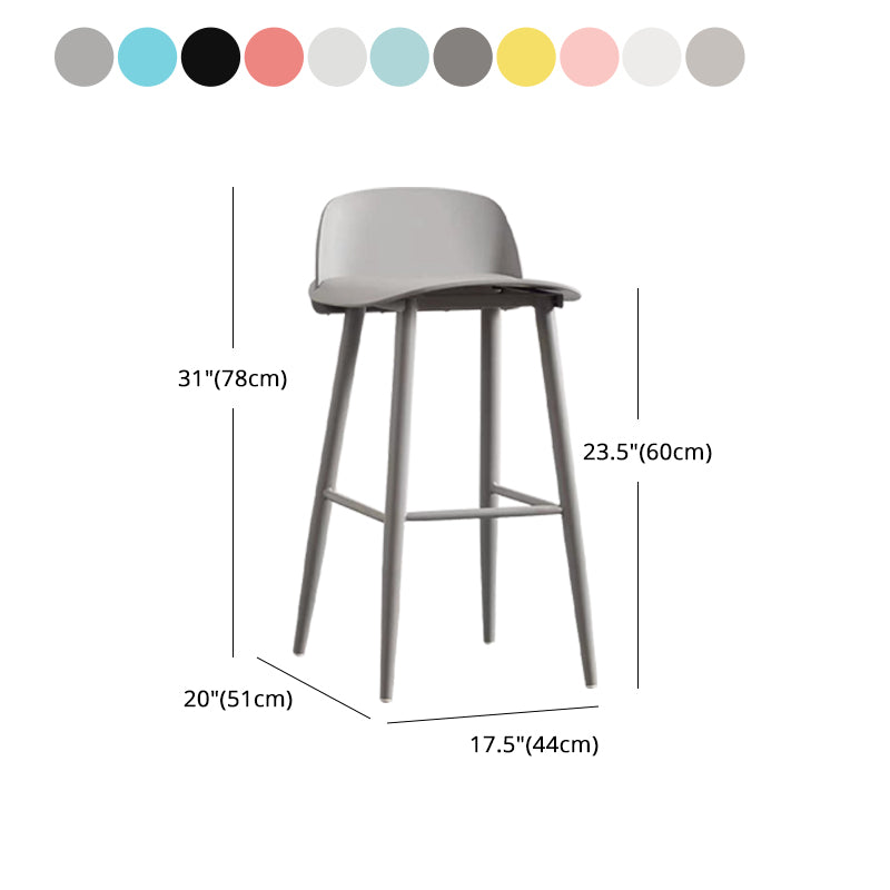 Industrial Style Bar-stool with 4 Legs Low Back PP Seat for Kitchen Bar