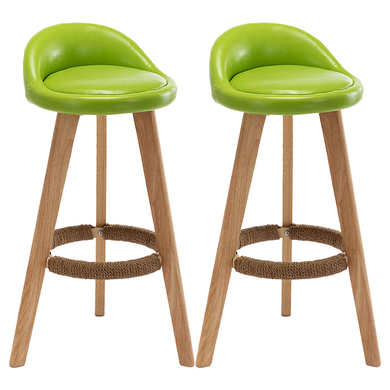 Barkruk in Scandinavische stijl, ronde zitting, houten poten voor keukenbar