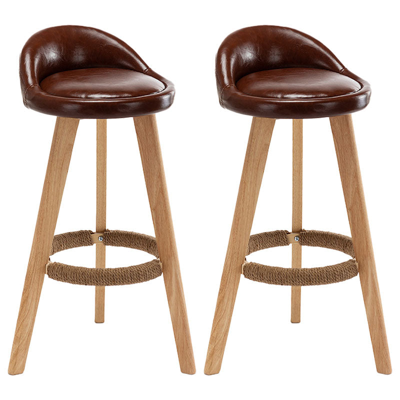 Barkruk in Scandinavische stijl, ronde zitting, houten poten voor keukenbar