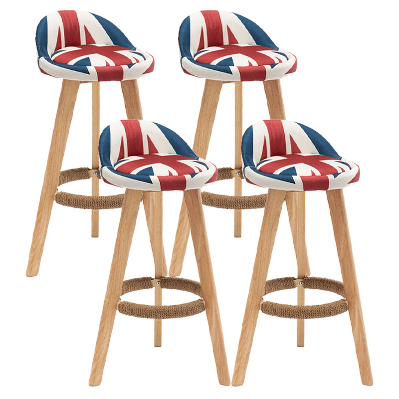 Barkruk in Scandinavische stijl, ronde zitting, houten poten voor keukenbar