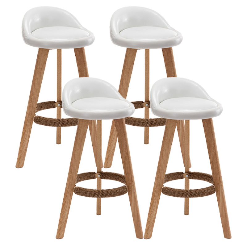 Barkruk in Scandinavische stijl, ronde zitting, houten poten voor keukenbar