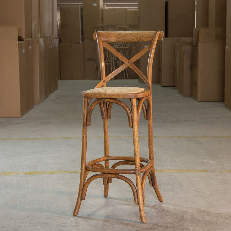 Contemporary Solid Wood Bar Stool Bristol Bar Stool with Wood Seat and Footrest