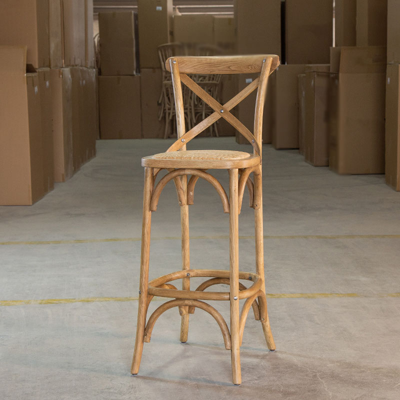 Contemporary Solid Wood Bar Stool Bristol Bar Stool with Wood Seat and Footrest