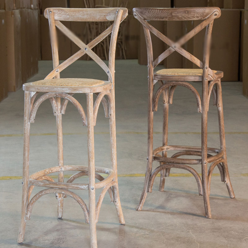 Contemporary Solid Wood Bar Stool Bristol Bar Stool with Wood Seat and Footrest