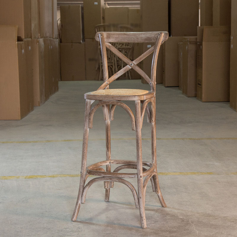 Contemporary Solid Wood Bar Stool Bristol Bar Stool with Wood Seat and Footrest