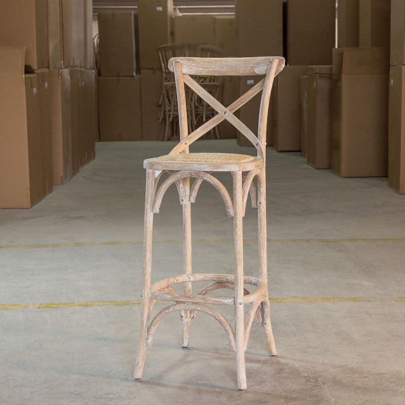 Contemporary Solid Wood Bar Stool Bristol Bar Stool with Wood Seat and Footrest