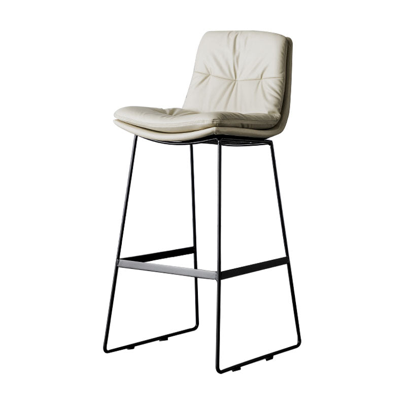 Nordic Iron Simple Barstool Indoor Tall Stool with Leather Seat