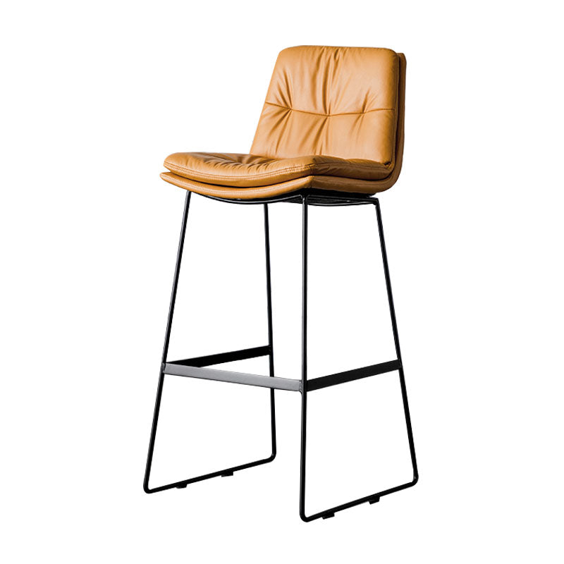 Nordic Iron Simple Barstool Indoor Tall Stool with Leather Seat