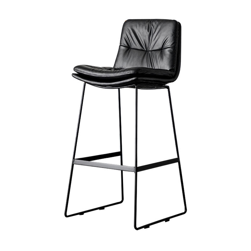 Nordic Iron Simple Barstool Indoor Tall Stool with Leather Seat