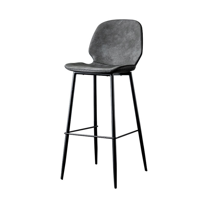 Nordic Iron Simple Barstool Indoor Tall Stool with Leather Seat