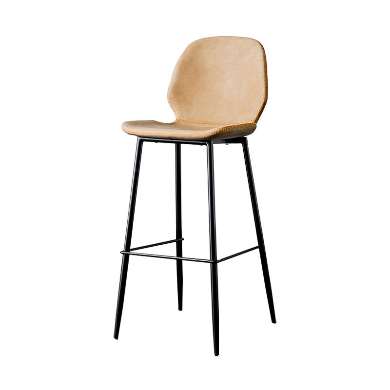 Nordic Iron Simple Barstool Indoor Tall Stool with Leather Seat