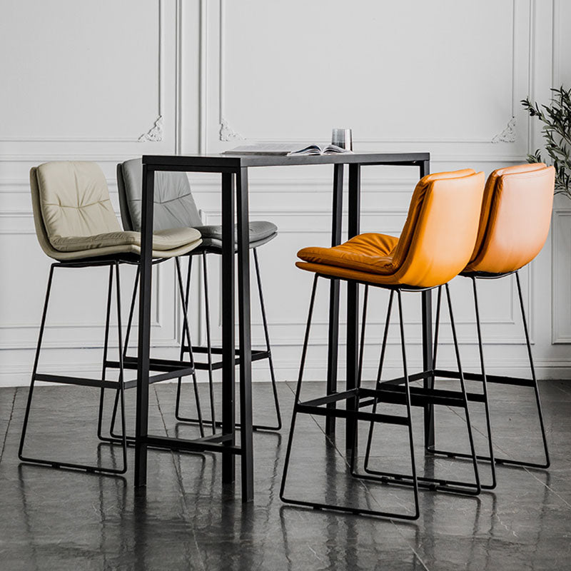 Nordic Iron Simple Barstool Indoor Tall Stool with Leather Seat