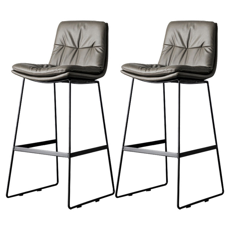 Nordic Iron Simple Barstool Indoor Tall Stool with Leather Seat