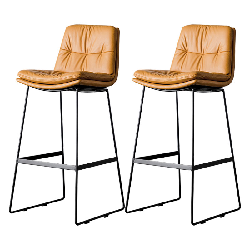 Nordic Iron Simple Barstool Indoor Tall Stool with Leather Seat