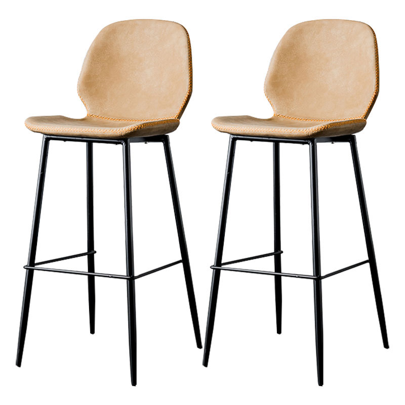 Nordic Iron Simple Barstool Indoor Tall Stool with Leather Seat