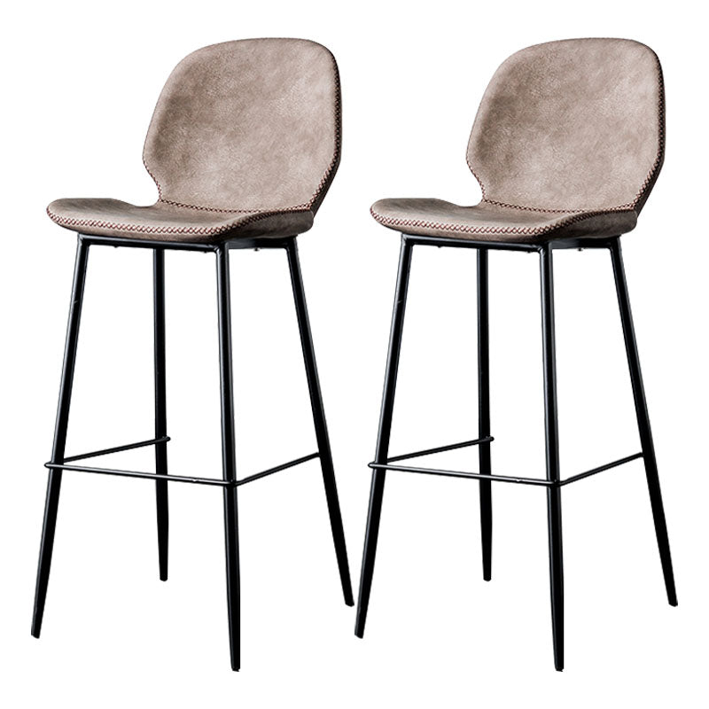 Nordic Iron Simple Barstool Indoor Tall Stool with Leather Seat