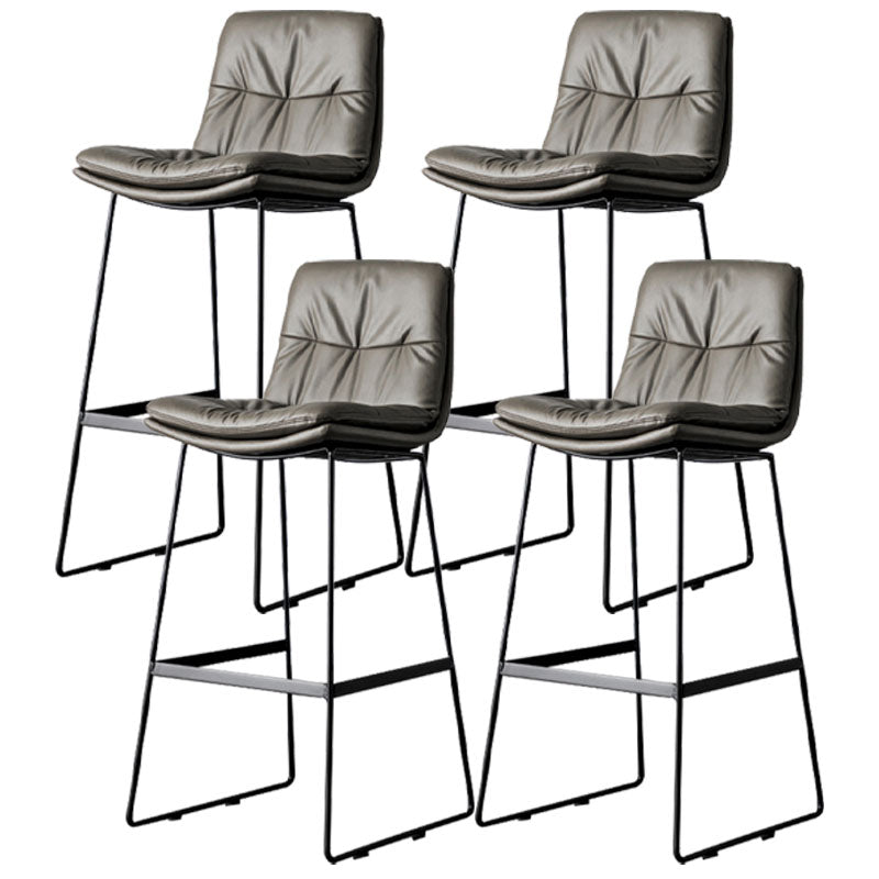 Nordic Iron Simple Barstool Indoor Tall Stool with Leather Seat