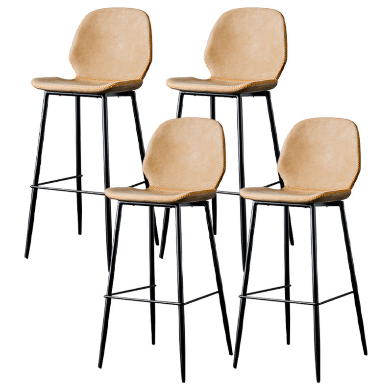 Nordic Iron Simple Barstool Indoor Tall Stool with Leather Seat